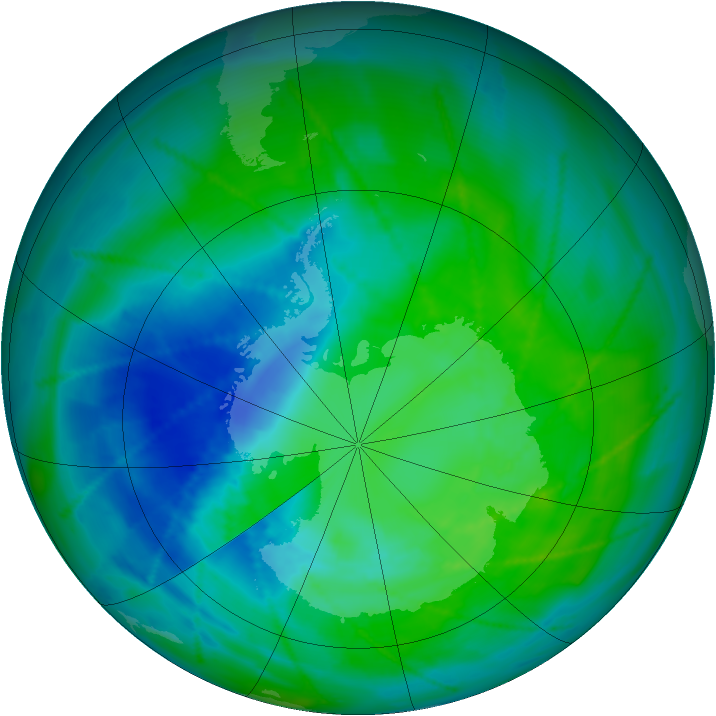 Antarctic ozone map for 19 December 2010
